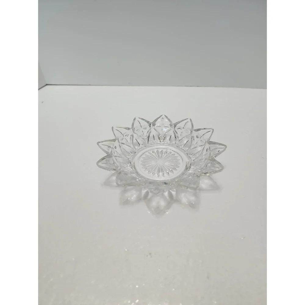 Vintage Federal Glass Co clear glass flower petal Star shaped candy or nut dish
